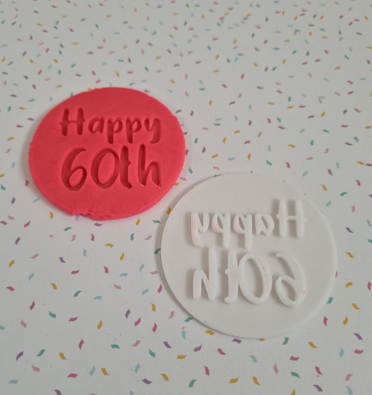 Happy 60th Fondant / Cookie stamp embosser