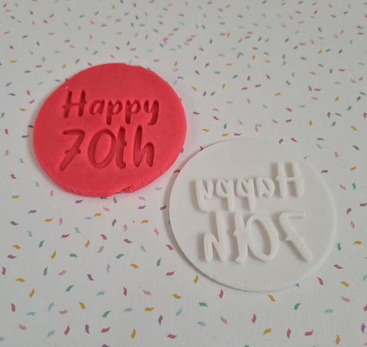 Happy 70th Fondant / Cookie stamp embosser