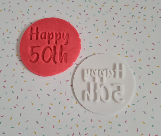 Happy 50th Fondant / Cookie stamp embosser