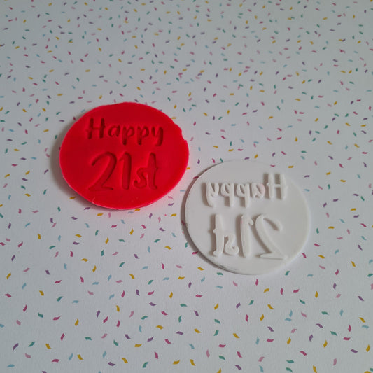set of 3 - 21st Birthday fondant stamp embosser - bundle package