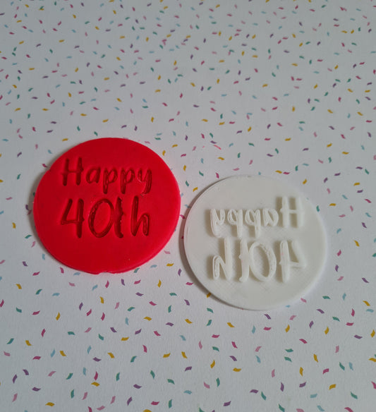 set of 3 - 40th Birthday fondant stamp embosser - bundle package