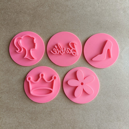Barbie Inspired fondant / Cookie stamp embossers / princess / crown / doll /bundle