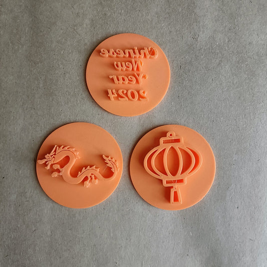 Chinese New Year fondant / Cookie stamp embosser / dragon/ lantern / 2024 / bundle